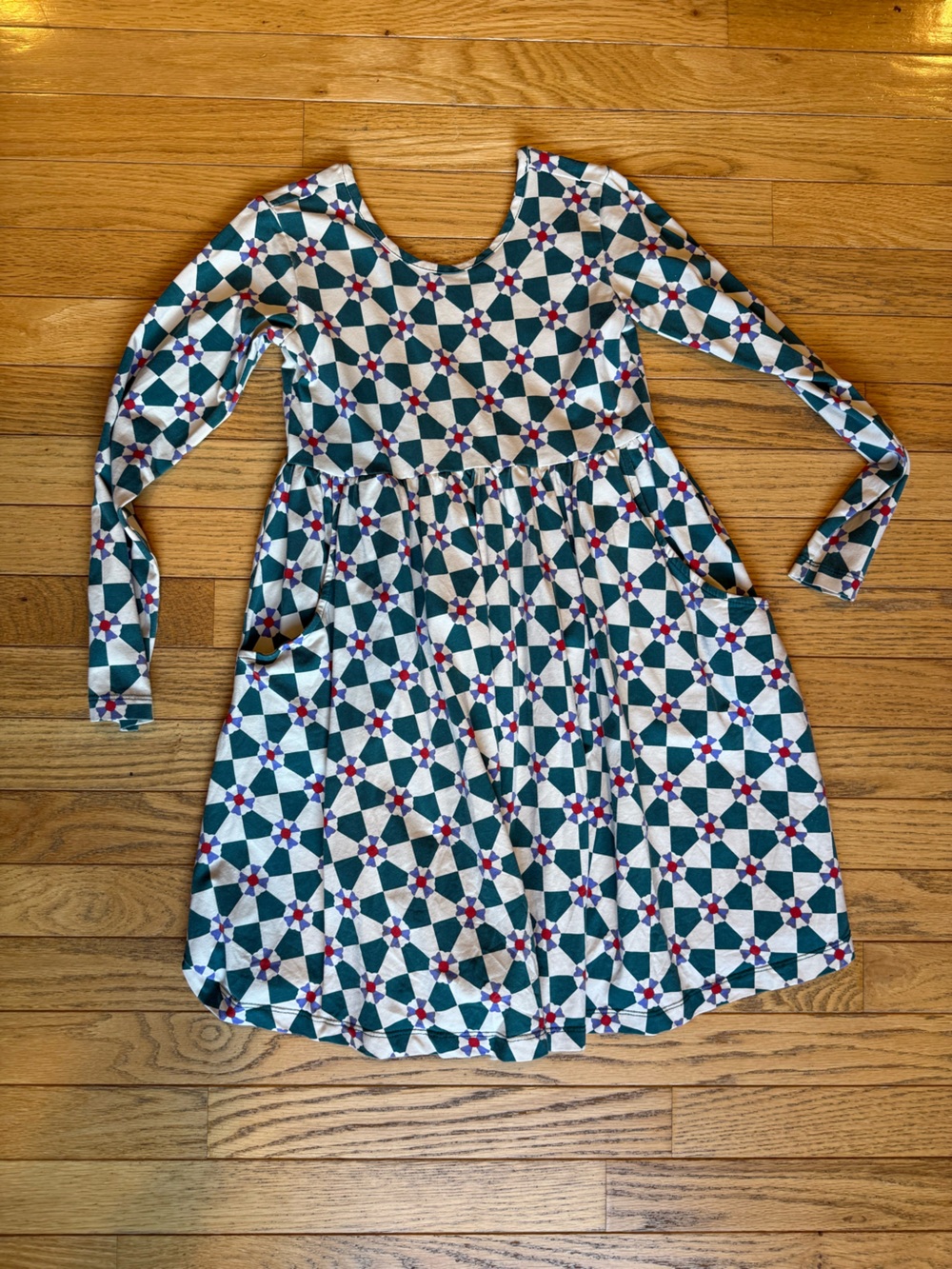 Geometric Print Hanna Andersson Swing Dress with Pockets